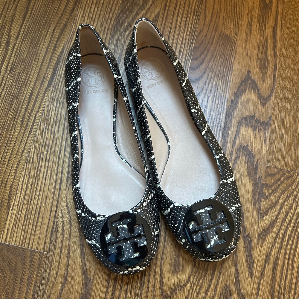 Tory Burch Snake-embossed Ballet Flats Size 10